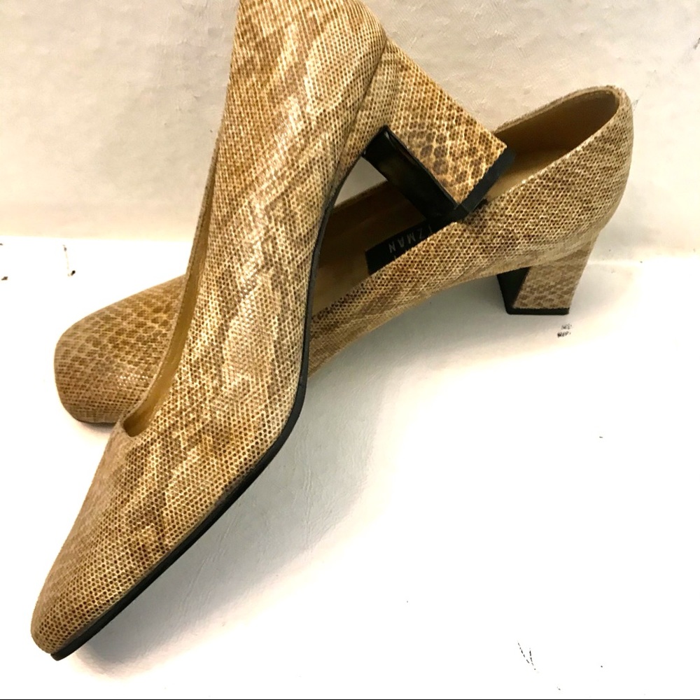 Stuart Weitzman Python Leather Pumps Chunky Heel … - image 2